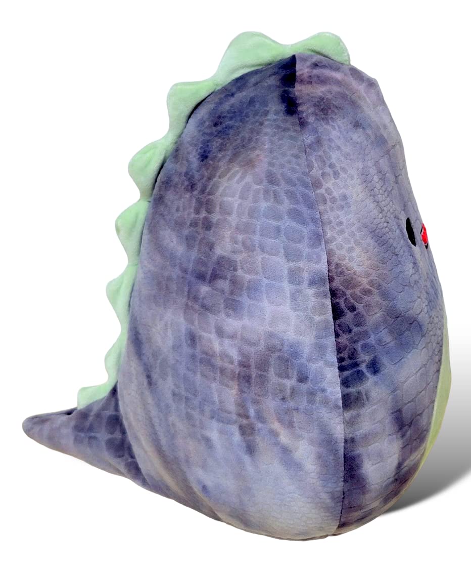 Squishmallows Official Kellytoy Xander Dinosaur 11 Inch Gray Tie-Dye Plush with Red Heat On Green Belly - 2023 Valentine’s Squad Stuffed Animal Toy