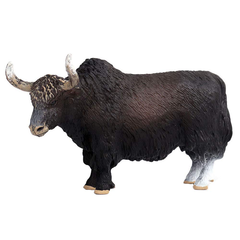 FLORMOON Black Yak Figure Realistic Animal Figurines Early Educational Dog Toy Science Project Christmas Birthday Cake Topper Gift for Kid