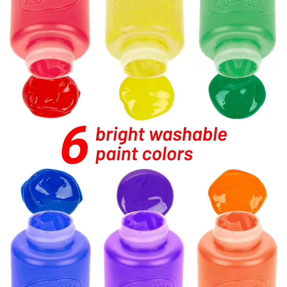 Kids Painting Set, Washable Paint for Kids 6 Colors, 7 Paintbrushes, Paint Palette, Non-Toxic Toddler Painting Set 2 oz Each, Tempera Paints for Art