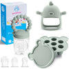 Gedebey 3-in-1 Baby Food & Fruit Feeder Set - Breastmilk Popsicle Mold with Freezer Tray, Teething Relief Toy, BPA Free Infant Silicone Feeding Combo