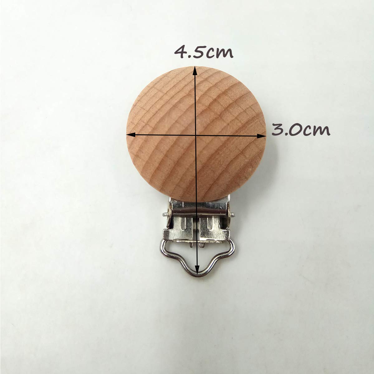 10pcs Natural Beech Wooden Fixed Strap Clips Round Head Shape Suspenders Clip Craft Hooks Clothes Fasteners Holder (3cm/10pcs)