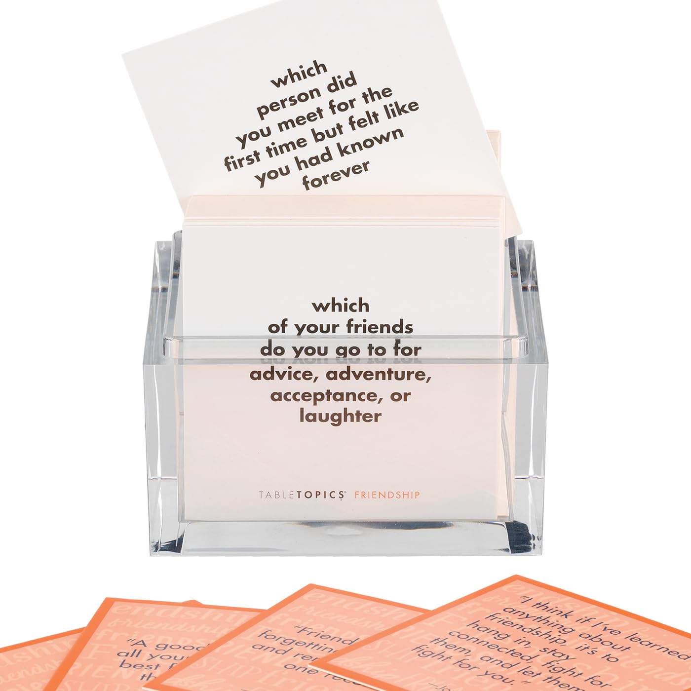 TableTopics Friendship Conversation Starter Card Game - 135 Entertaining Questions Plus Quotes & Tips for Groups of Adult Friends to Play & Deepen