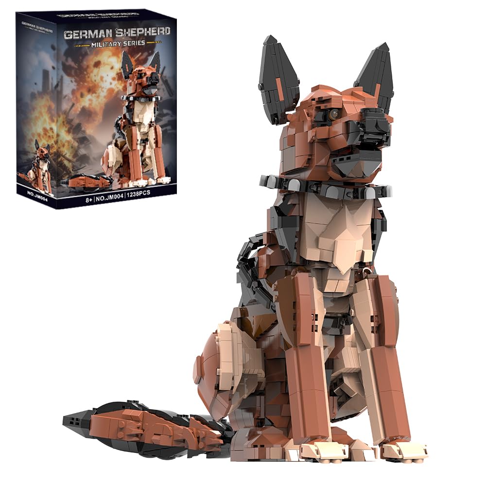 German Shepherd Dog Building Set,Movable Ears,Tail,Legs,Dog Building Block for Adults Kids,Boys and Girls,1235 pcs Animals Creator Building-Bricks