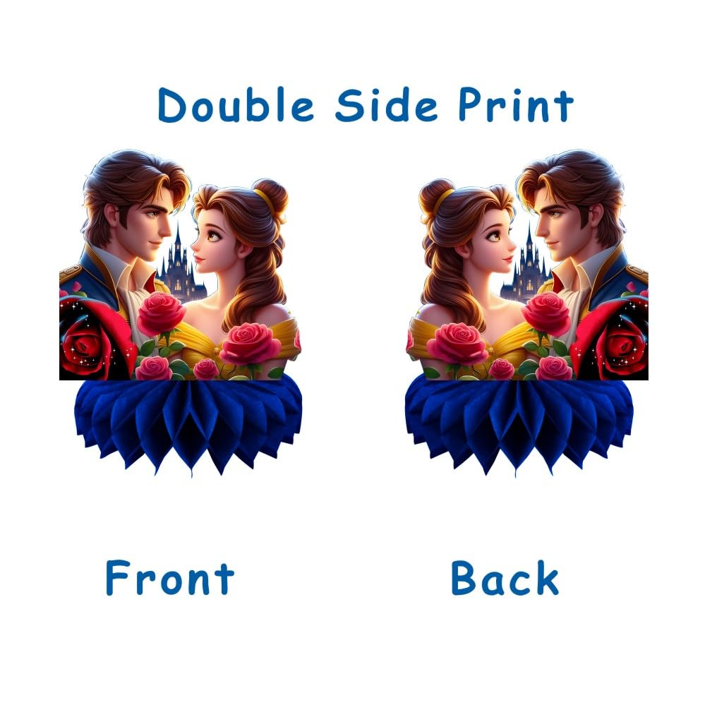 8Pcs Beauty & Beast Table Centerpieces Birthday Party Supplies Double Side Table Decorations for Girls Party Decorations