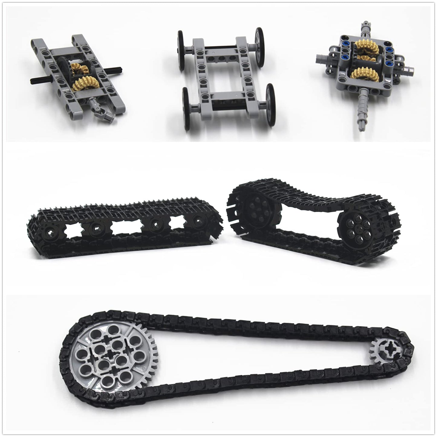 TTLYHEK 1533 PCS Technical Parts Building Block Accessories Vehicles Gears Cross Axles Wheels Connector Pieces Set Chain Link Pin Joint Shock Absorber