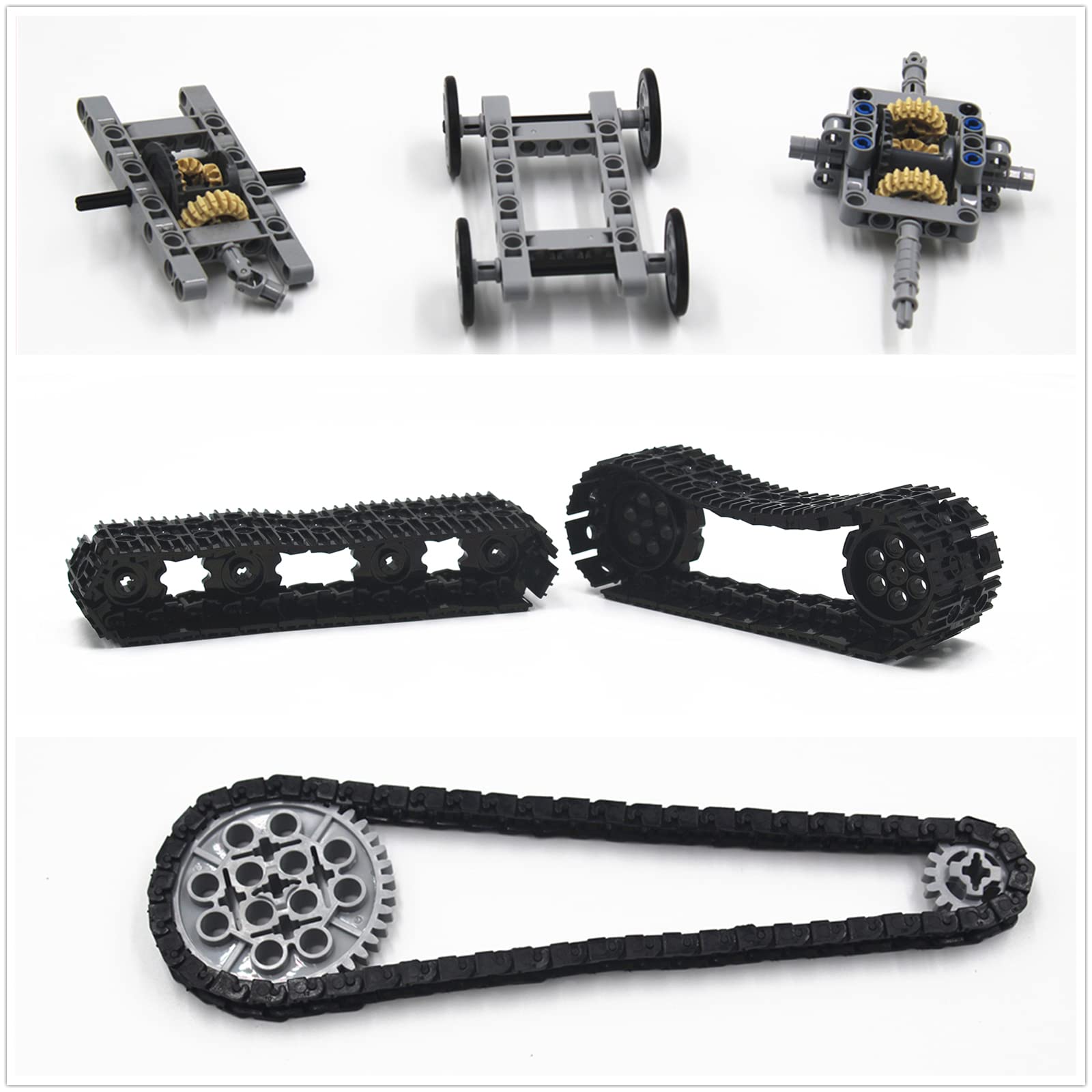 TTLYHEK 1533 PCS Technical Parts Building Block Accessories Vehicles Gears Cross Axles Wheels Connector Pieces Set Chain Link Pin Joint Shock Absorber