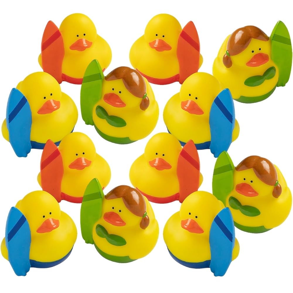 Fun Express - Surfing Rubber Ducks - Toys - Character Toys - Rubber Duckies - 12 Pieces