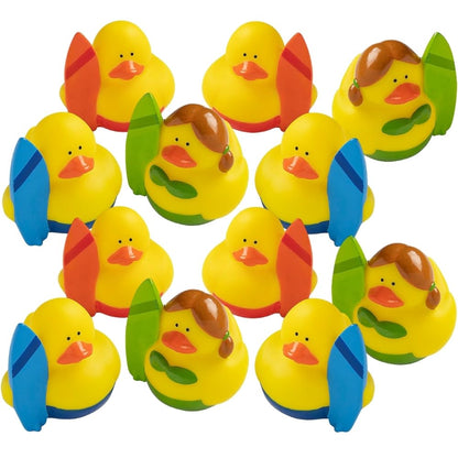 Fun Express - Surfing Rubber Ducks - Toys - Character Toys - Rubber Duckies - 12 Pieces