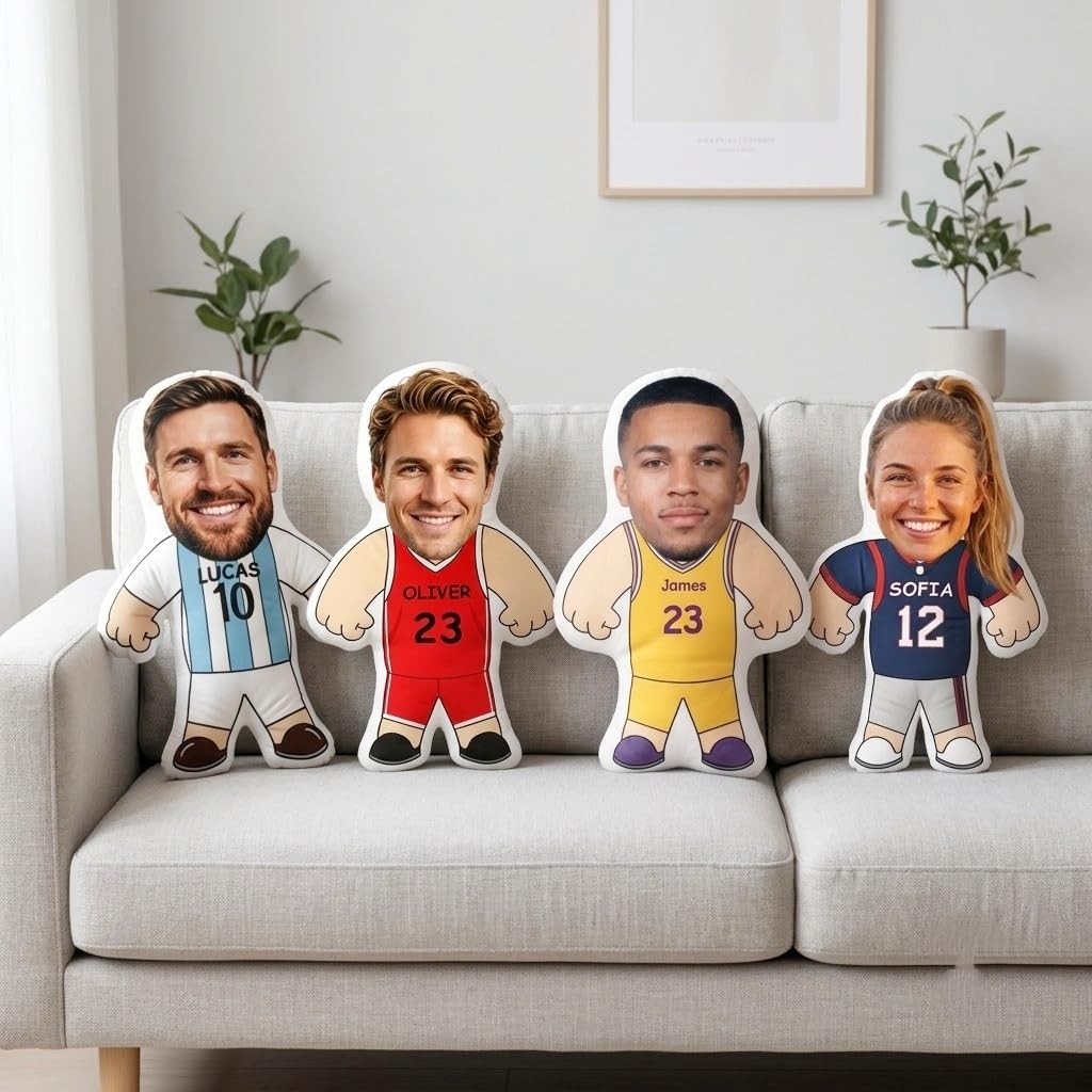 Custom Face Pillow with Sports Jersey Custom Name Number Sport Fans Gift