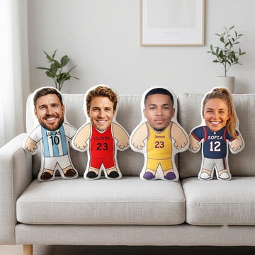 Custom Face Pillow with Sports Jersey Custom Name Number Sport Fans Gift