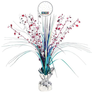 Multicolored Birthday Spray Centerpiece, 18" - 1 Count | Festive Decoration with 29 Customizable Stickers, For Any Age, Unique Celebration Display