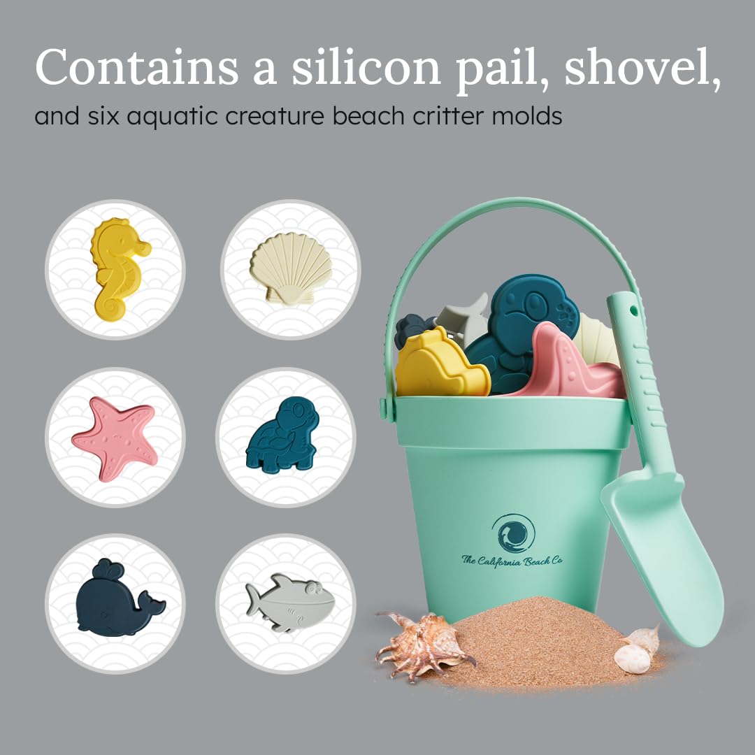 Pop 'N Go Sea Creatures Beach Toys, 8 Piece Silicone Toddler Sand Toy Set