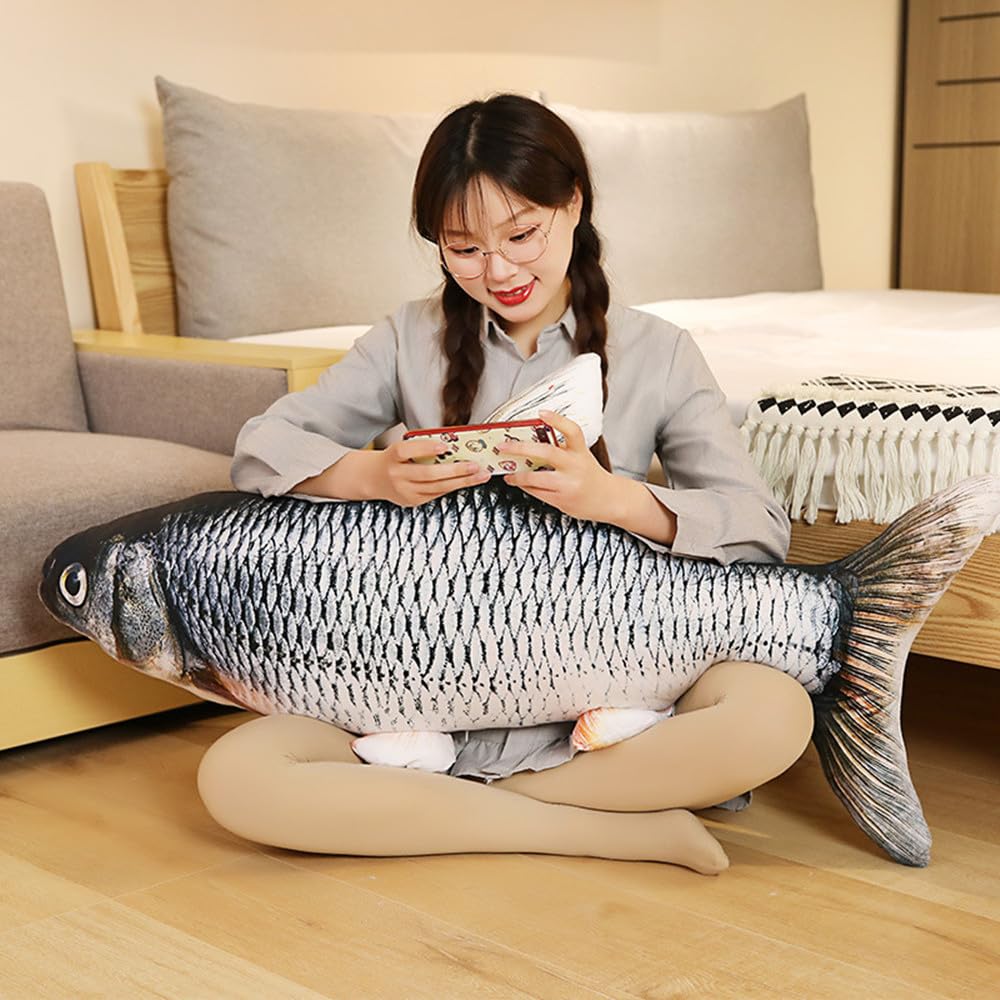 XIYUAN 31.5Inch Simulation Fish Plush Toy Pillow Soft Fish Stuffed Animal Toy Grass carp Cushion Throw Pillow Kids Stuffed Plush Pillow Stuffed Toy