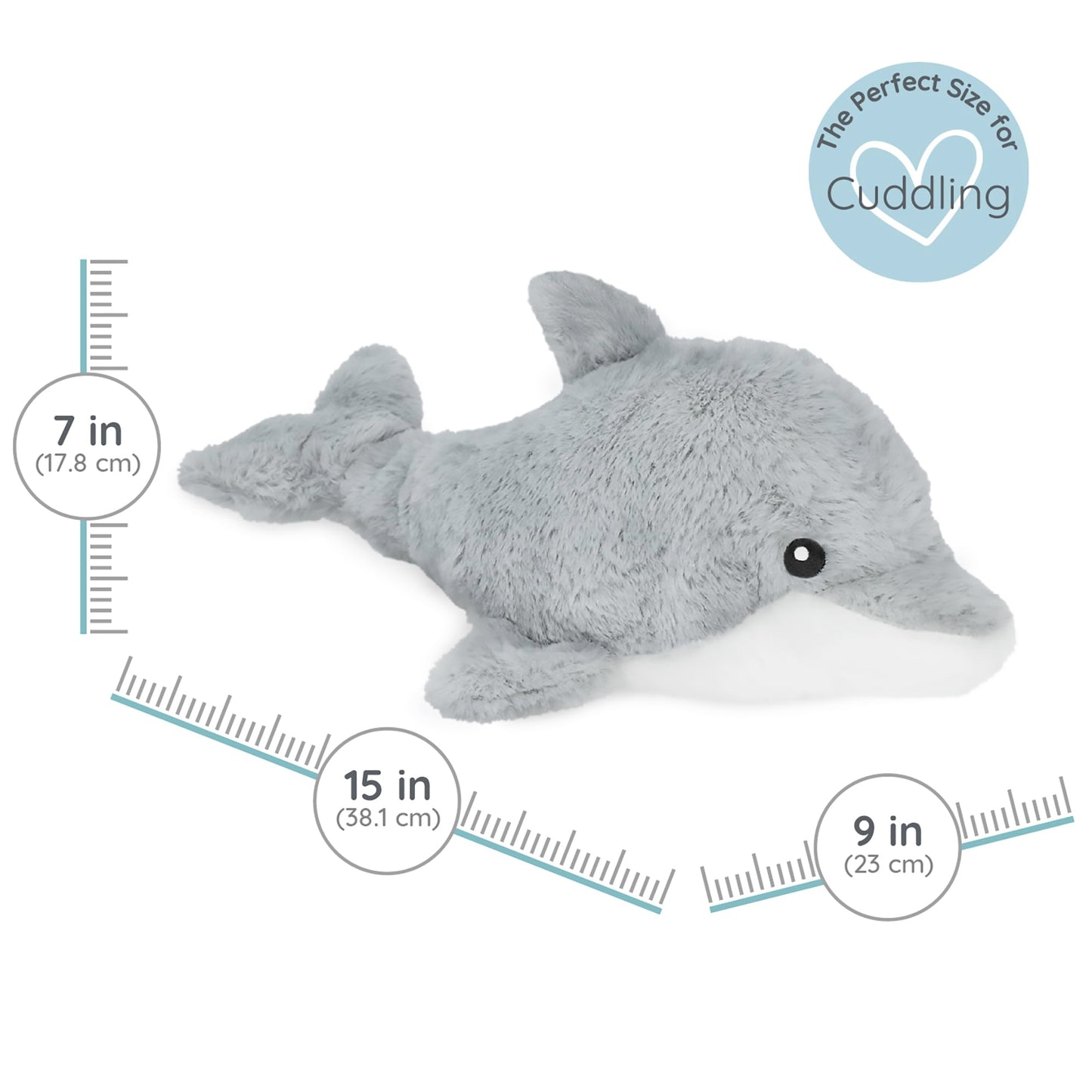 Dolphin - Microwavable & Weighted Plush Stuffed Animal - Heated Plushie for Warmth - Cute, Soft, Cozy Toy for Adults & Children (Boys, Girls