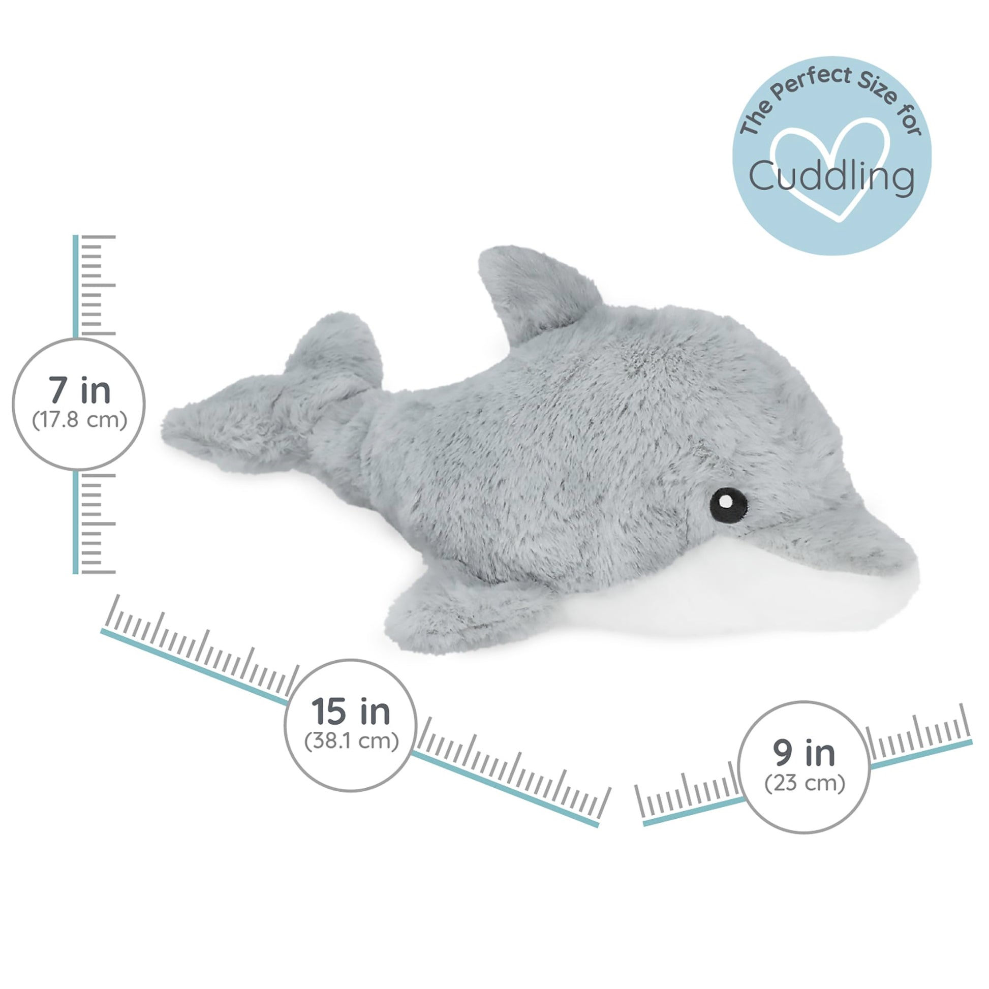 Dolphin - Microwavable & Weighted Plush Stuffed Animal - Heated Plushie for Warmth - Cute, Soft, Cozy Toy for Adults & Children (Boys, Girls