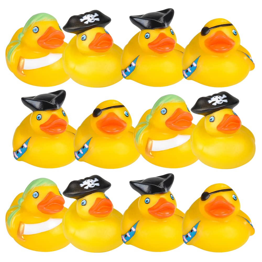 ArtCreativity 12 Pcs Pirate Rubber Ducks - 2 Inch Pirate Ducks for Jeeps, Pirate Party Favors & Decorations, Cute Rubber Ducks Pirate Toys for Bath