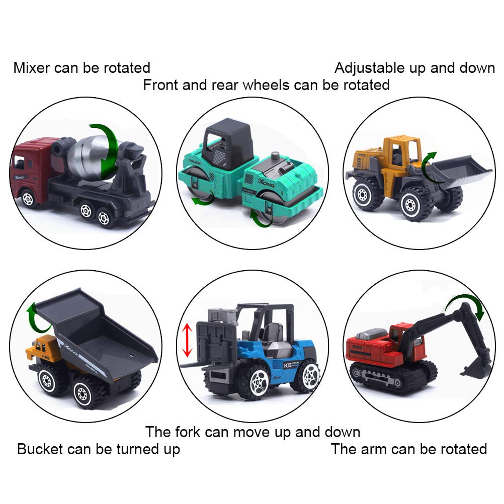 Odowalker Construction Trucks Diecast Alloy Vehicle Models 6 Pcs
