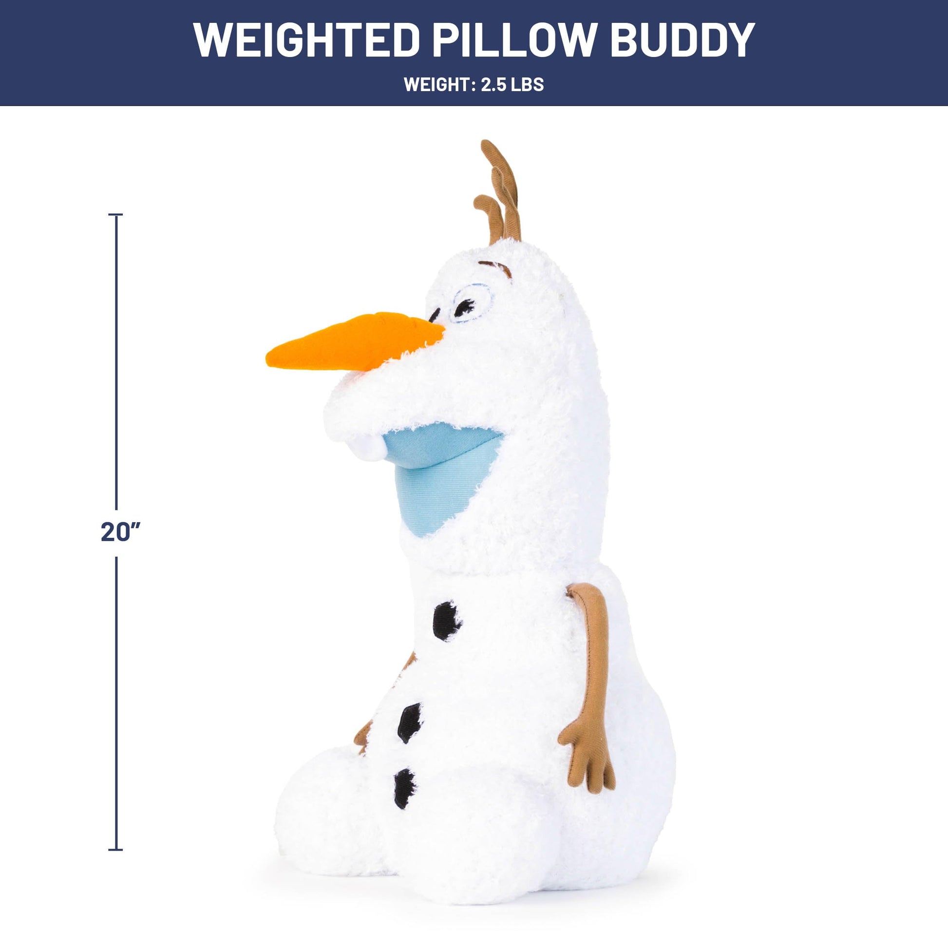 Jay Franco Weighted Disney Plush Pillow Buddy - 2.5 lbs Soft Plushie Stuffed Pillow, 20 Inches, White - Olaf