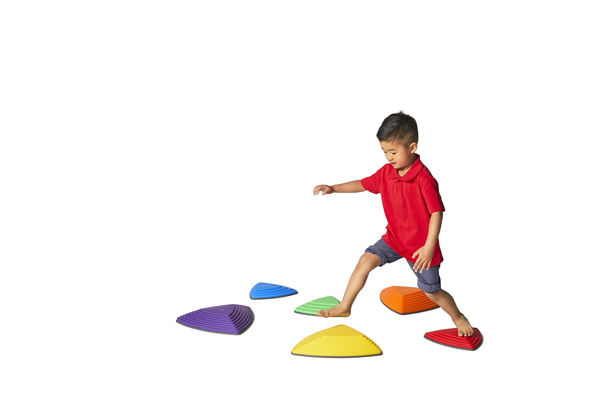 GONGE River Stones - The Original Kids Play Stepping Stones for Balance and Coordination, Non-Slip bottom, Stackable, for Indoor and Outdoor, Set of 6