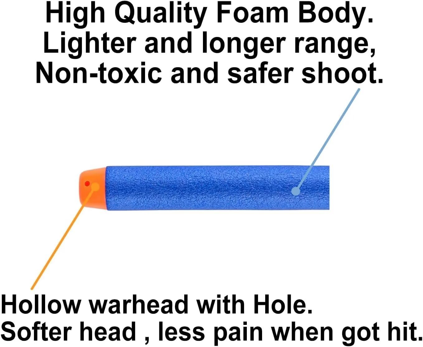 Nerf N Strike Blaster Compatible Dart Bullets, Compatible with All Elite 2.0 Series Blasters Blue (100 Blue)