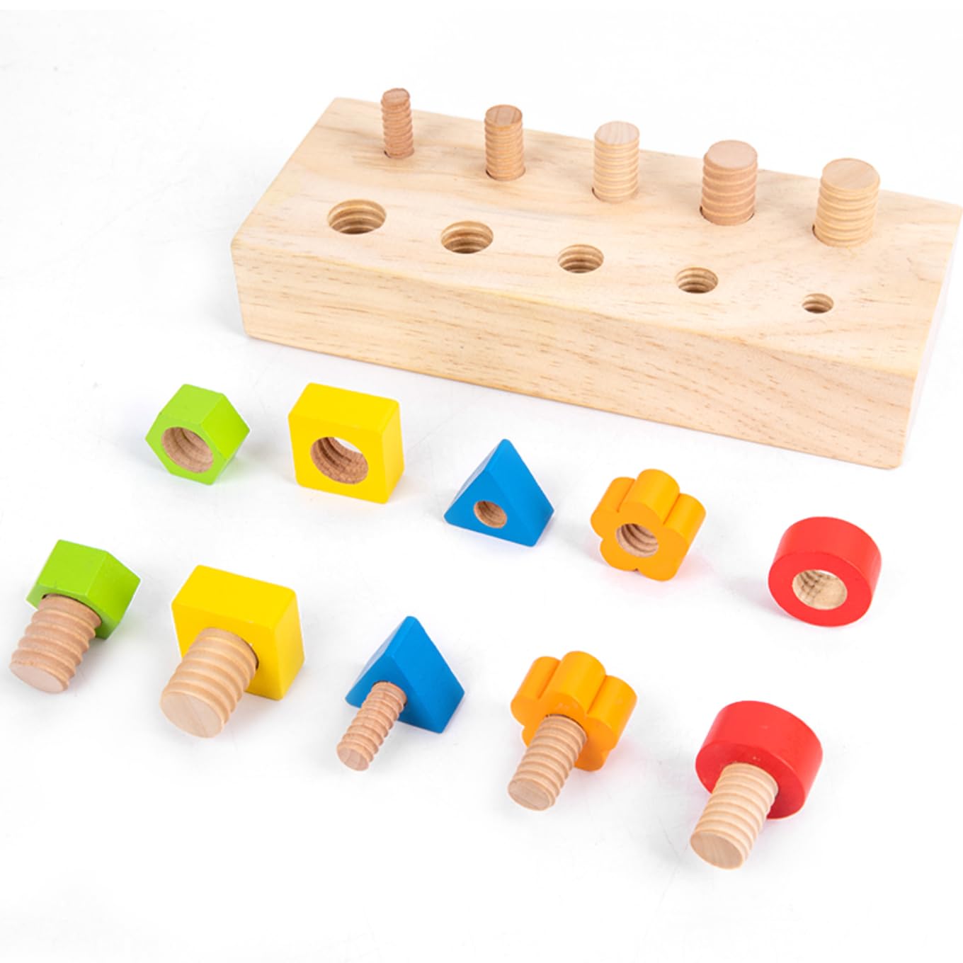 Gudong Children Nut Bolts Education Toys Montessori Color Shape Wooden Sensory Toy Kids Fine Motor Skill Screw Board Matching Cognition Game