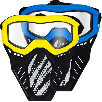2 Pack Tactical Toy Mask Compatible with Toy Gun Party, for Apollo, Zeus, Khaos, Atlas, Artemis Blasters Rival Toy Mask (Yellow&Blue)