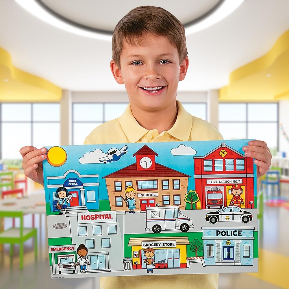Community Helpers Giant Sticker Scene - 12 Pieces - Educational and Learning Activities for Kids