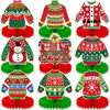 9 Pieces Ugly Christmas Sweater Honeycomb Centerpieces Table Decor, Holiday Party Table Toppers Ornaments Signs, Fun Xmas Sweater Party Decorations