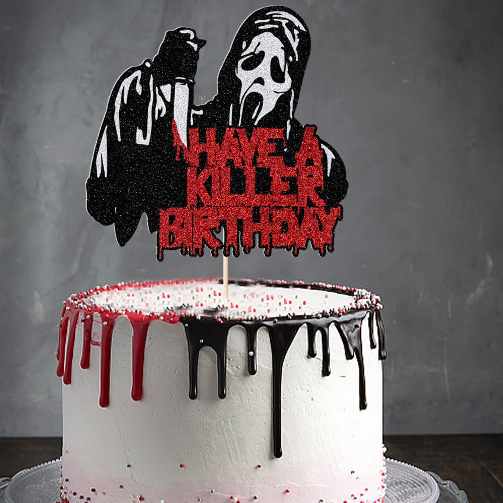 PALASASA Have a Killer Cake Topper,Halloween Bloody Theme cake Decorations