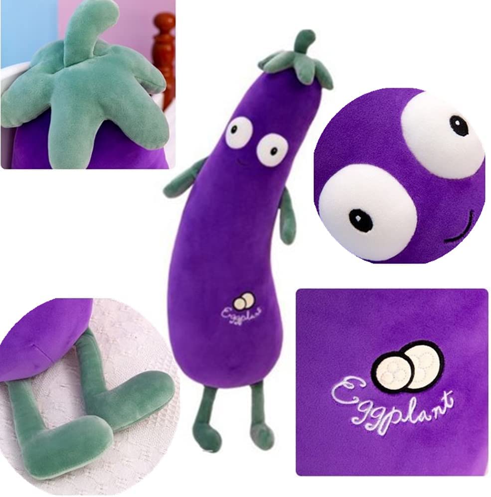 JOSON Purple Large Simulation Mr. Eggplant Doll Sleeping Pillow Doll,Plush Toy Cushion (35.5 inches 90cm)