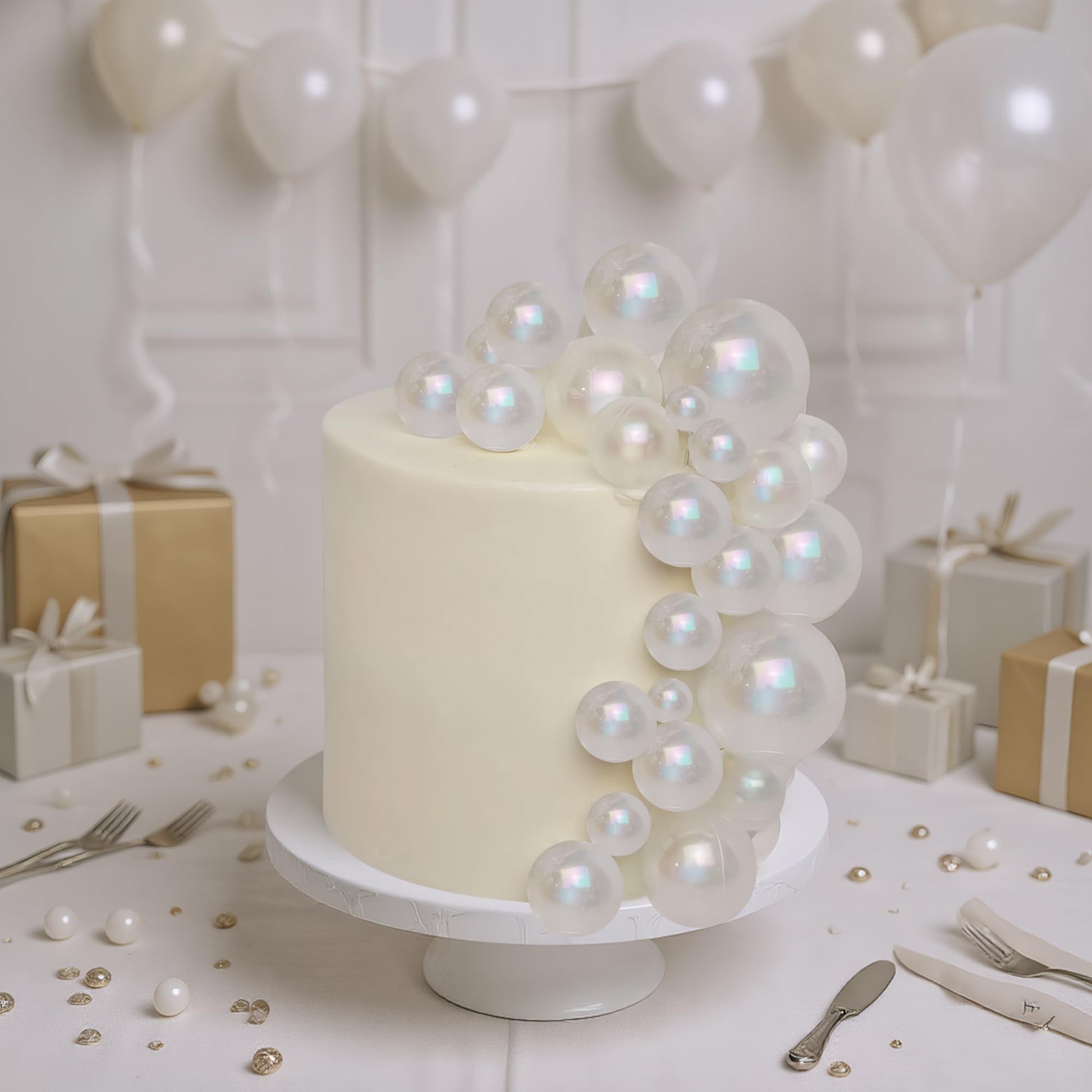 56 PCS Clear Balls Cake Topper Bubble Mini Balloon Topper Ball Cake Picks for Wedding Anniversary Baby Shower Birthday Party