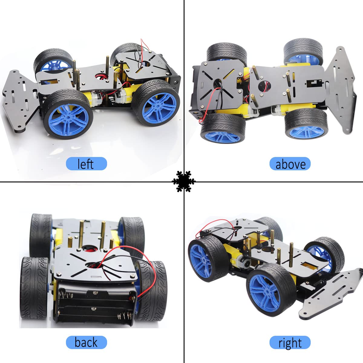 LK COKOINO Arduino Robot Car Kit - 4WD Smart Robot Car Chassis with Motors, Wheels and Battery Case for Arduino R3/R4/Leonardo/Raspberry Pi