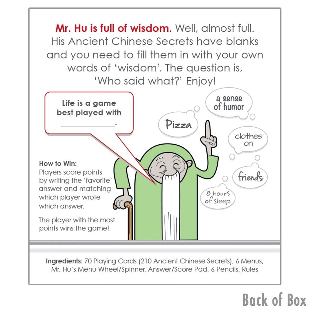 Mr. Hu Said What? - A Family/Party Game of Ancient Chinese Secrets