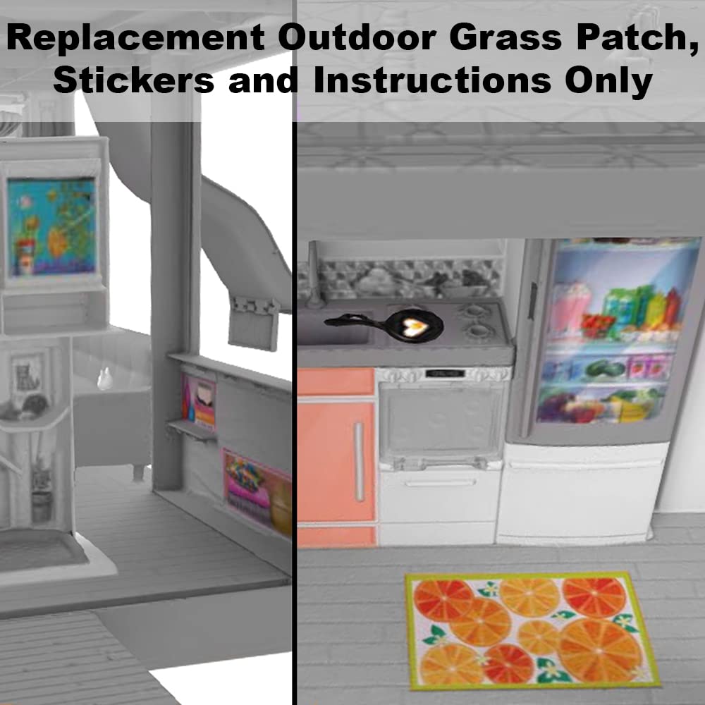 F-Price Replacement Parts for Barbie Doll Dreamhouse Playset - GRG93 ~ Replacement Outdoor Grass Patch, Stickers and Instructions, Pink, Black