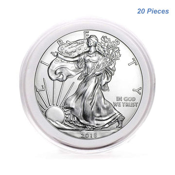 20pcs Clear Plastic Coin Capsules, Coin Collection Case of 5 Size with Adjustable Gasket for Coin Collection American Silver Eagle Liberty Coin &JFK