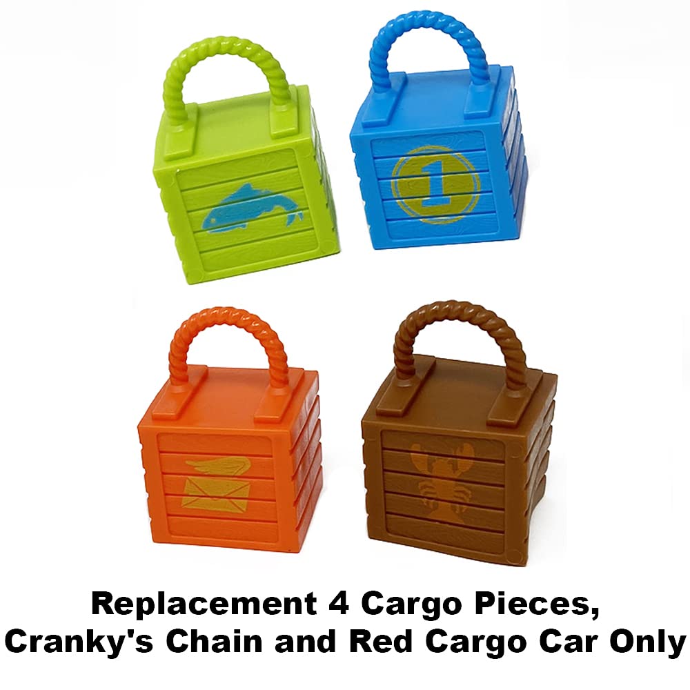 Parts for Thomas and Friends Train Set - GXH09 ~ Thomas & Friends Trains and Cranes Super Tower Playset ~Set of 4 Cargo Pieces, Cranky's Chain and Red