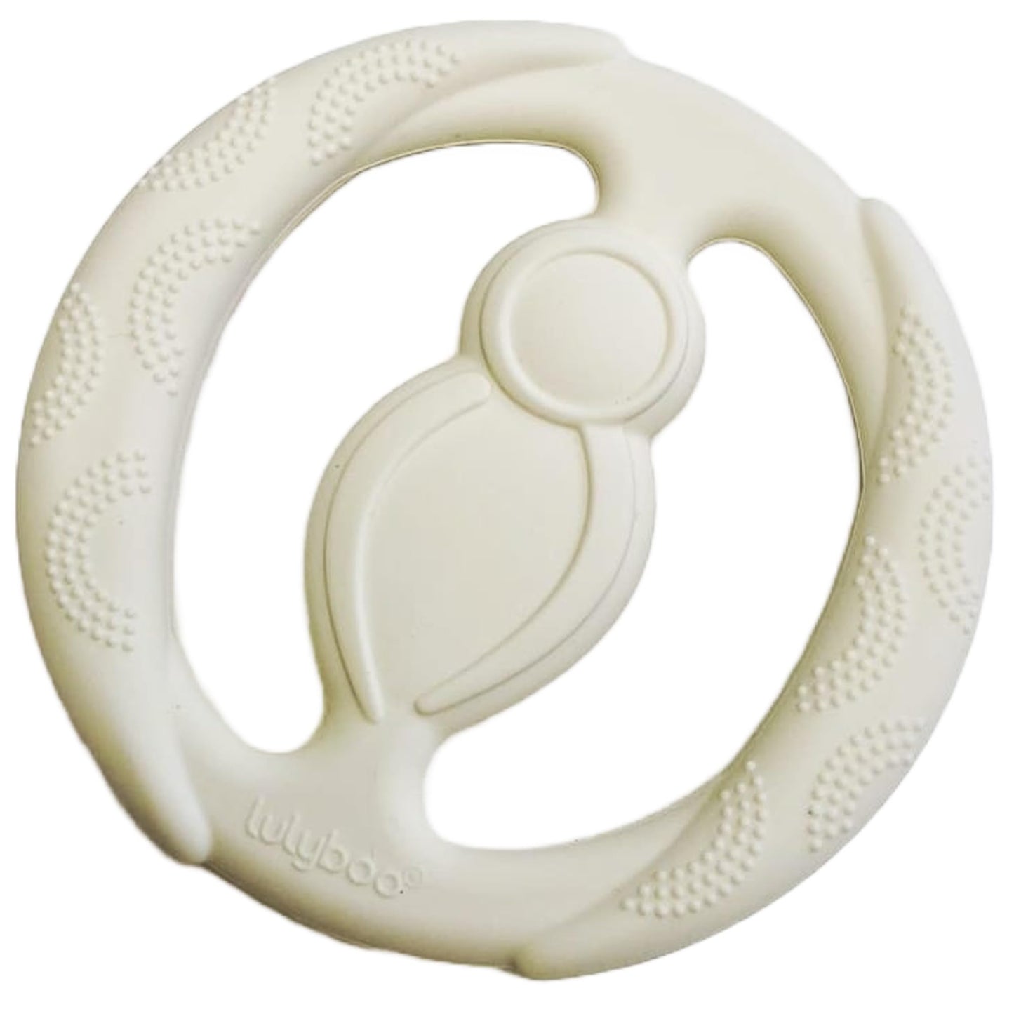 Lulyboo Silicone Baby Teething Ring, Soft and Durable Easy Grip Teether, Soothing for Gums, 0-12 Months, Ivory