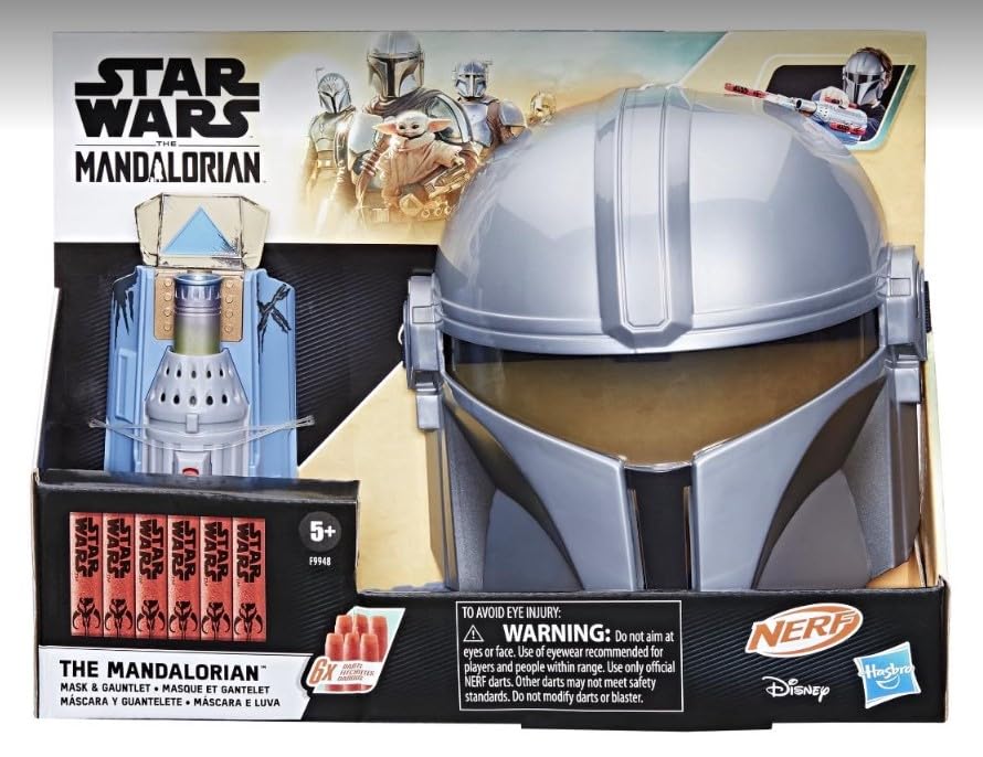 STAR WARS NERF The Mandalorian Rocket Gauntlet + Mask Set, NERF Dart-Launching Toy for Kids Roleplay, Toys for Kids Ages 5 and Up