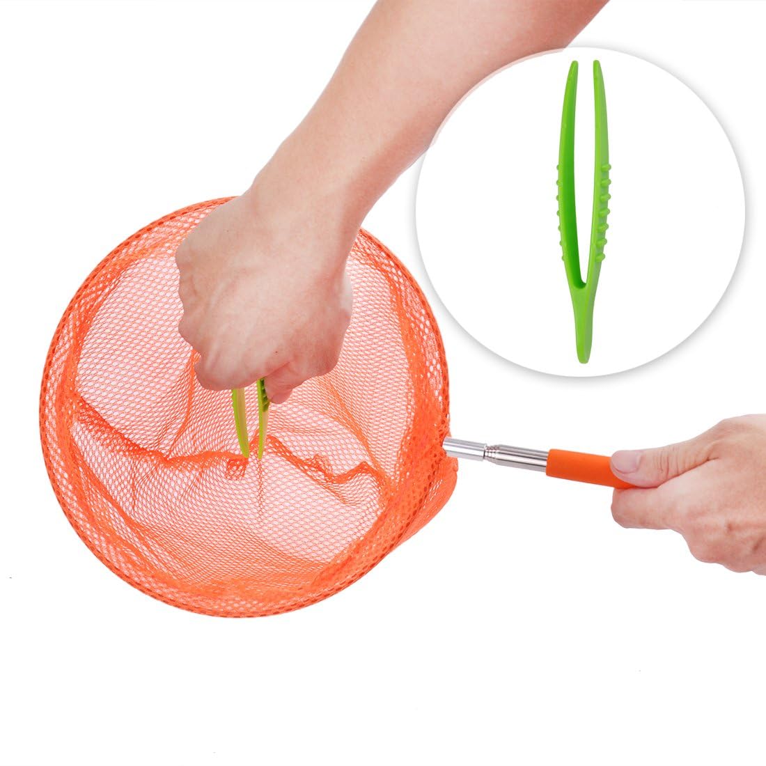 SEISSO Telescopic Butterfly Nets for Kids 3 Packs, Outdoor Explorer Catching Kits Including Catching Nets/Insect Mesh Cage/Tweezer,Great for Catching