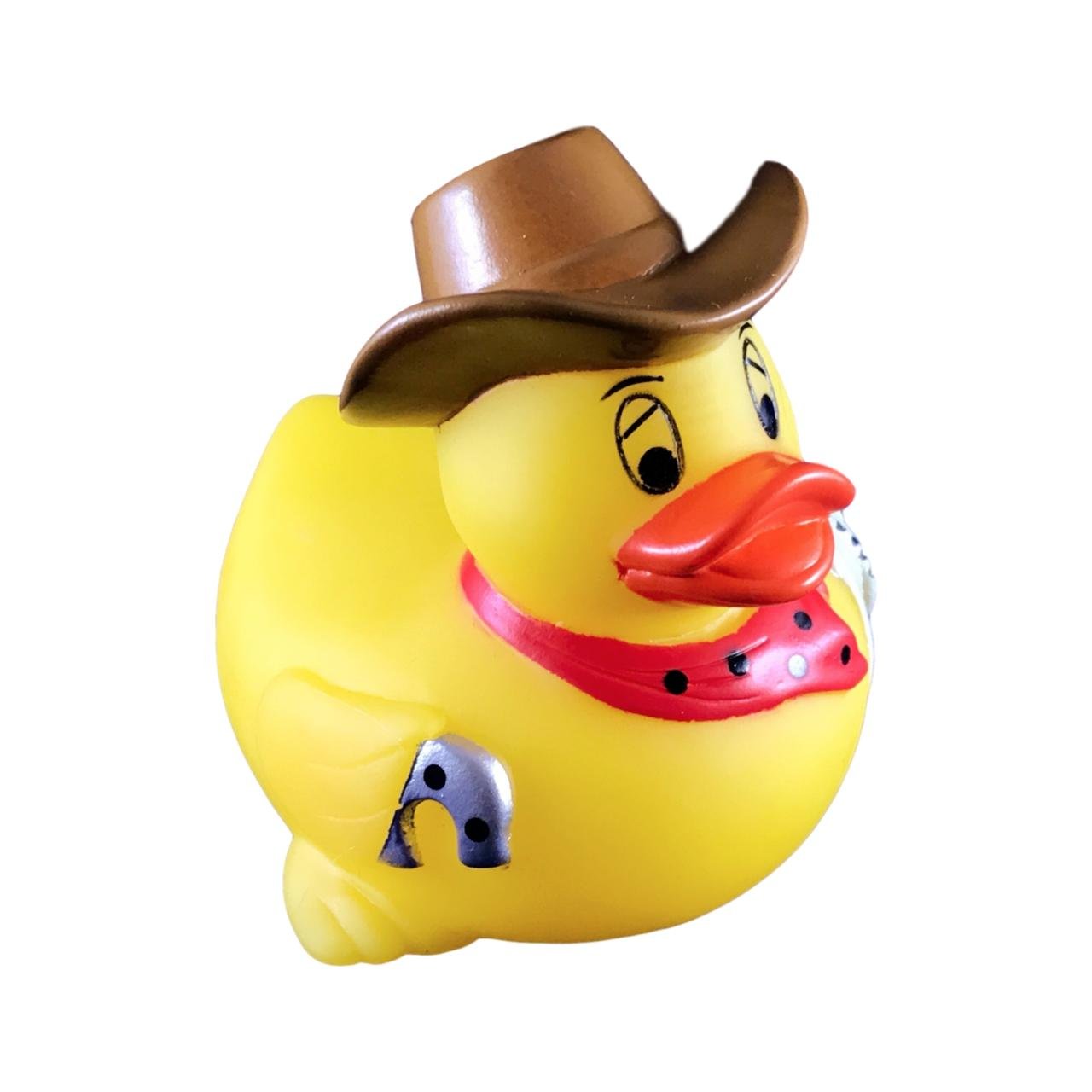 3" Rubber Duck [Sealed Hole, Floats Upright] - Baby Safe Bathtub Bathing Toy - Cowboy Rubber Duck