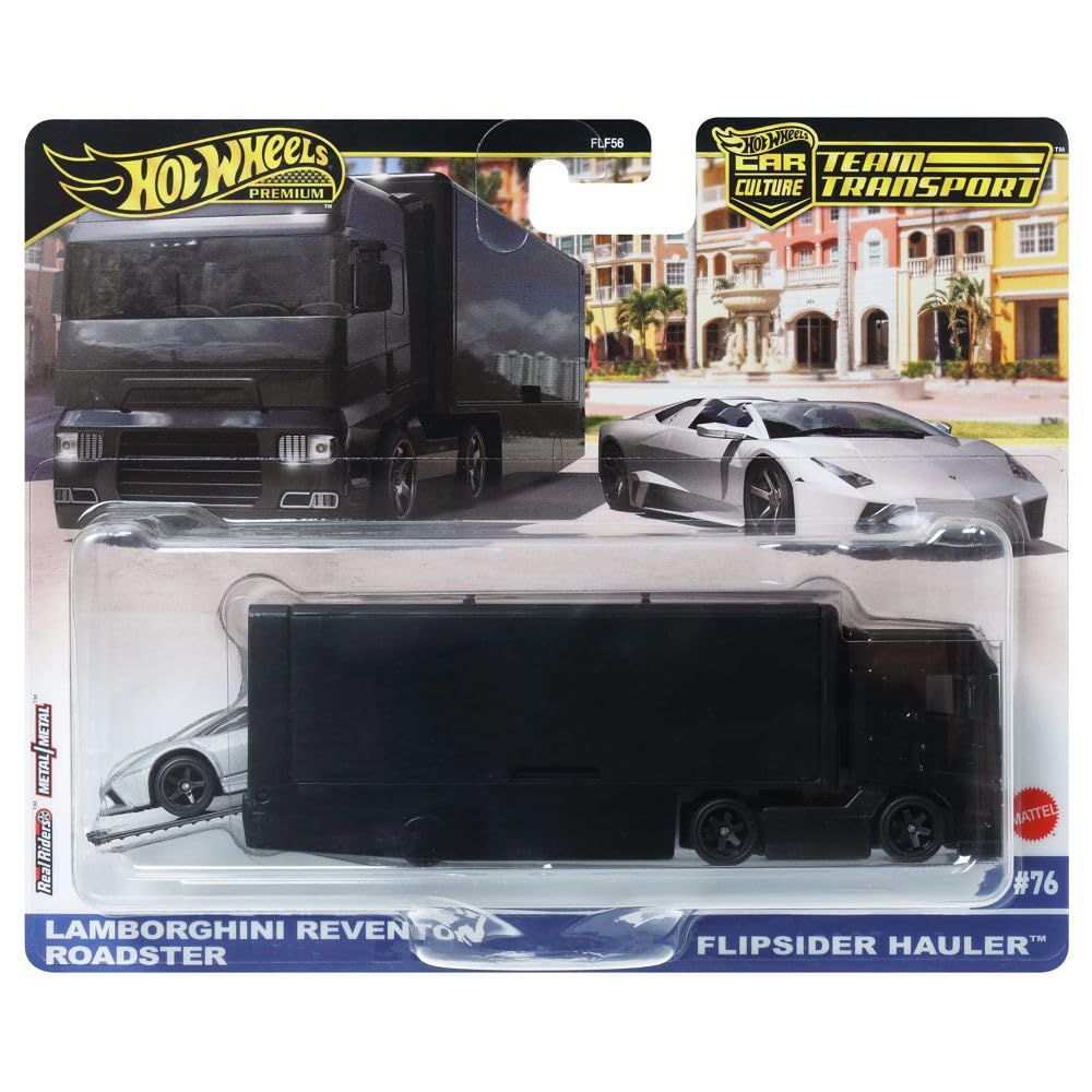 Hot Wheels Team Transport Pack Lamborghini Reventon Roadster Flipside Hauler Die-Cast Car and Hauler Set for Ages 3+