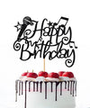 Naicaek Black Glitter Microphone Happy Birthday Cake Topper