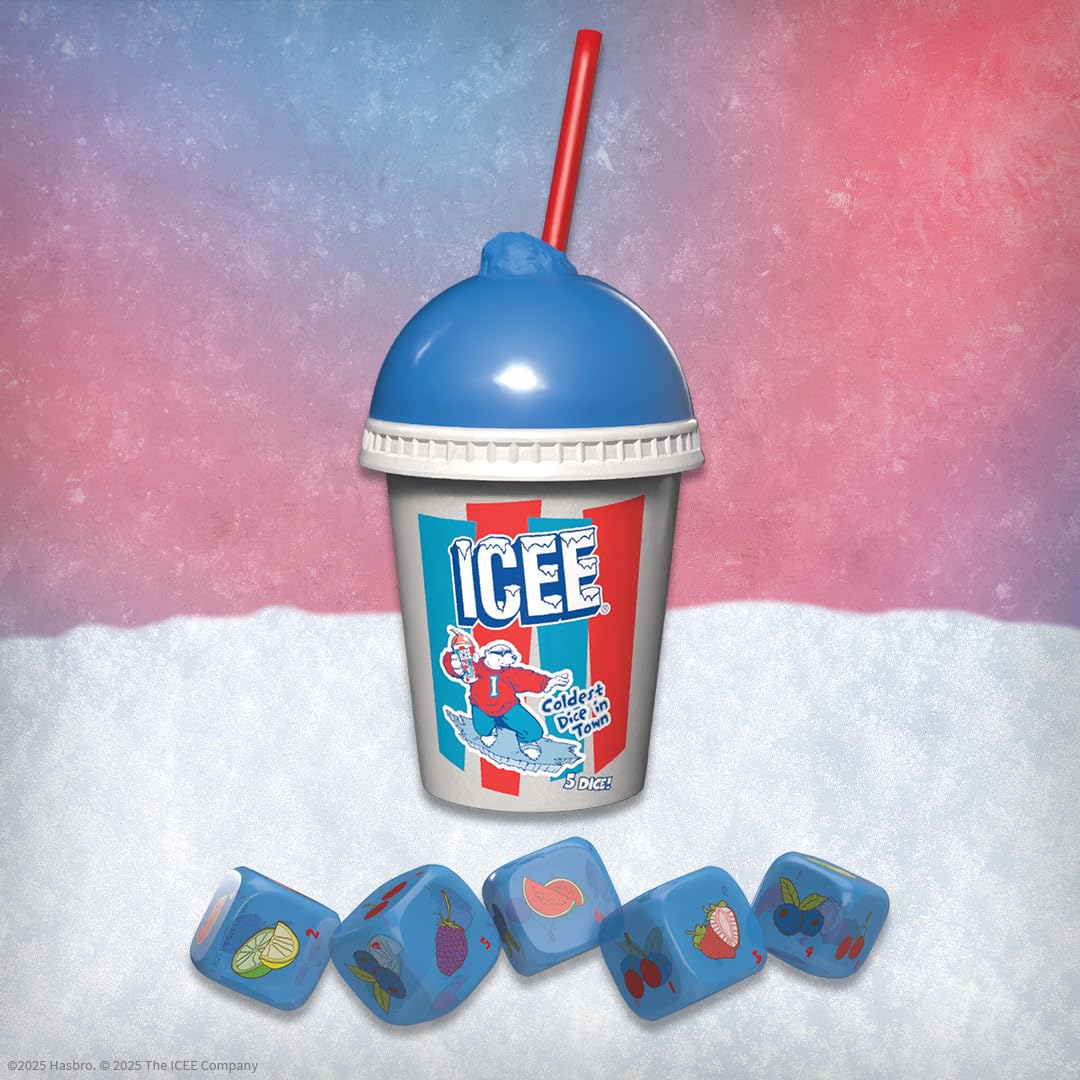 YAHTZEE: ICEE Edition, Exclusive Collectible Cup Shaker, Roll the Dice Featuring Your Favorite Flavors Cherry, Blue Rasberry & More, Classic Dice