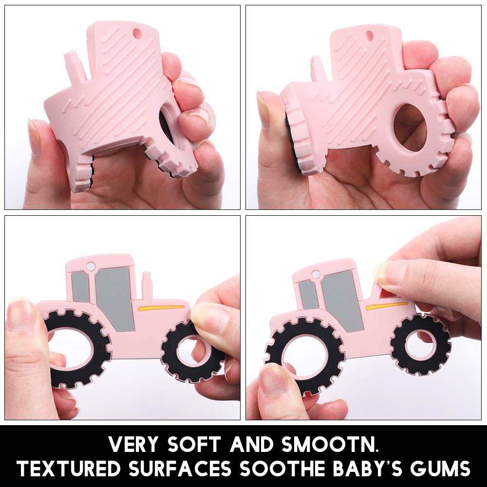 Baby Tractor Car Silicone Teether,Sensory Chew Toys,BPA Free Soft and Effective Infant Teething Pain Relief,Freezer Safe,Food Grade Silicone,Best