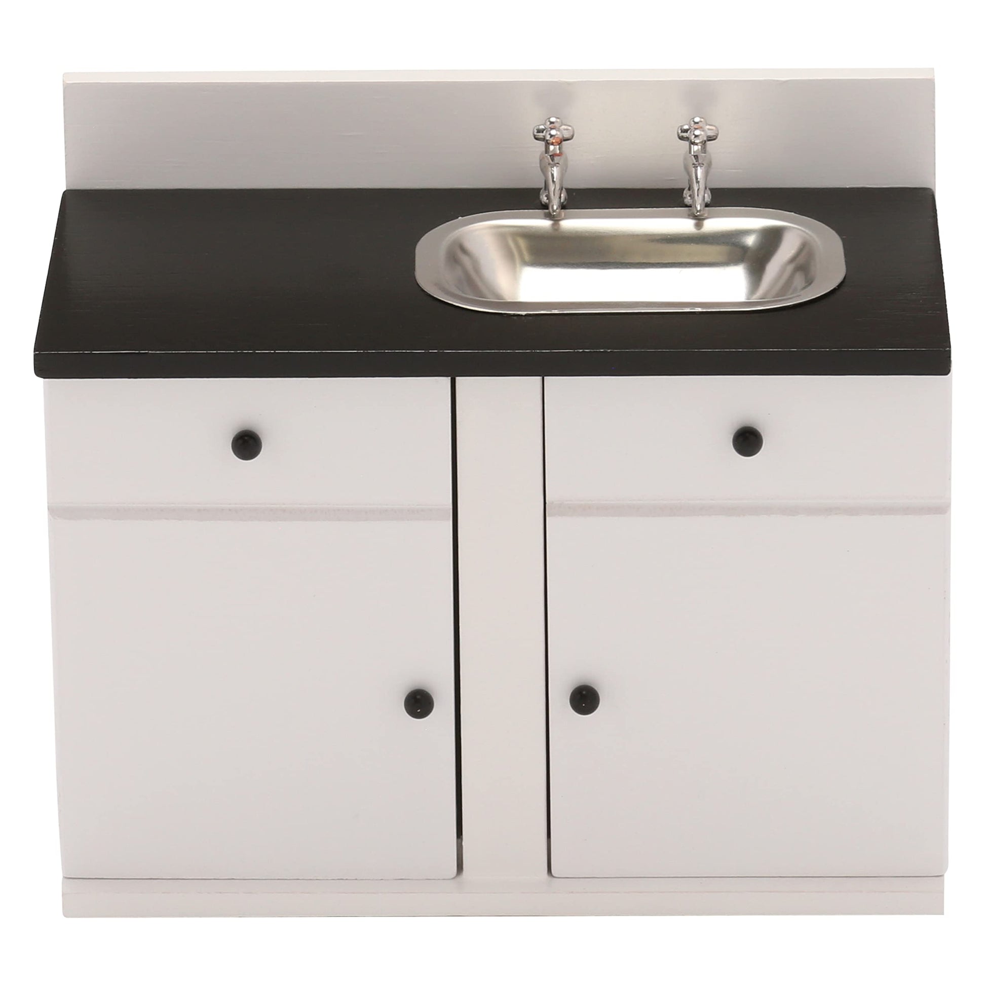Dollhouse Kitchen Sink Cabinet, Mini White Countertop, 1:12 Scale Furniture for 6 Inch Dolls