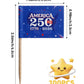 100 Pack America 250 Merchandise Toothpick Flags - Eco-Friendly USA 250th Anniversary Party Supplies & Cupcake Toppers - 1776-2026 Patriotic Mini Food