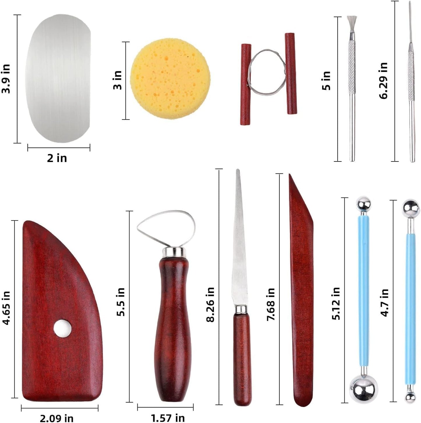 Y9A5N0K3O Clay Tools 19pcs, Sculpture Clay Carving Knife Soft, with Wooden Handles and Tool Bag, for Trimming, Embossing Pattern, Sculpting, Modeling