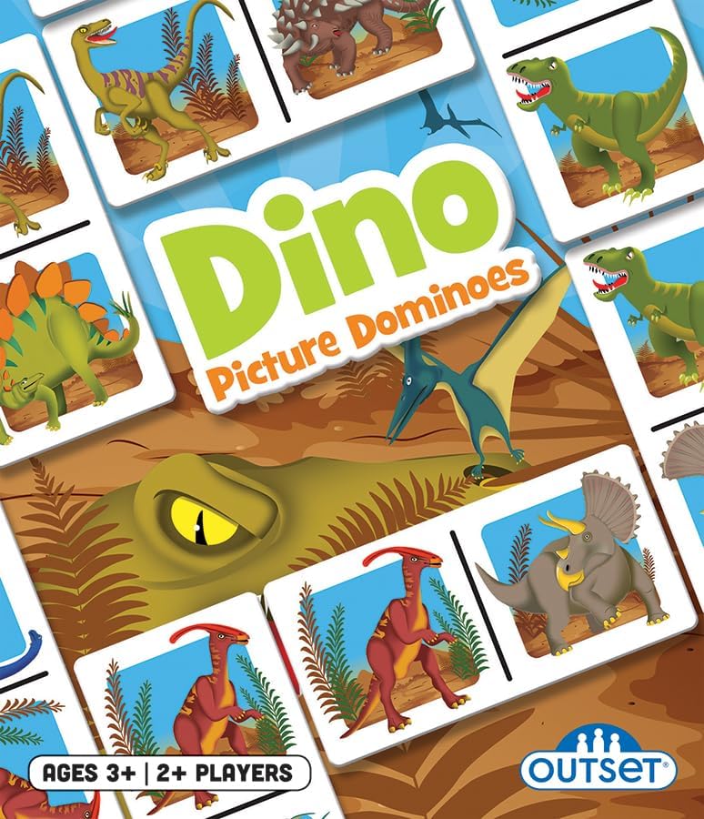 Picture Dominoes: Dinosaur Themed Matching Game for prechoolers - Contains 36 Dominoes - for 2 or More Players Ages 3 and up by Outset