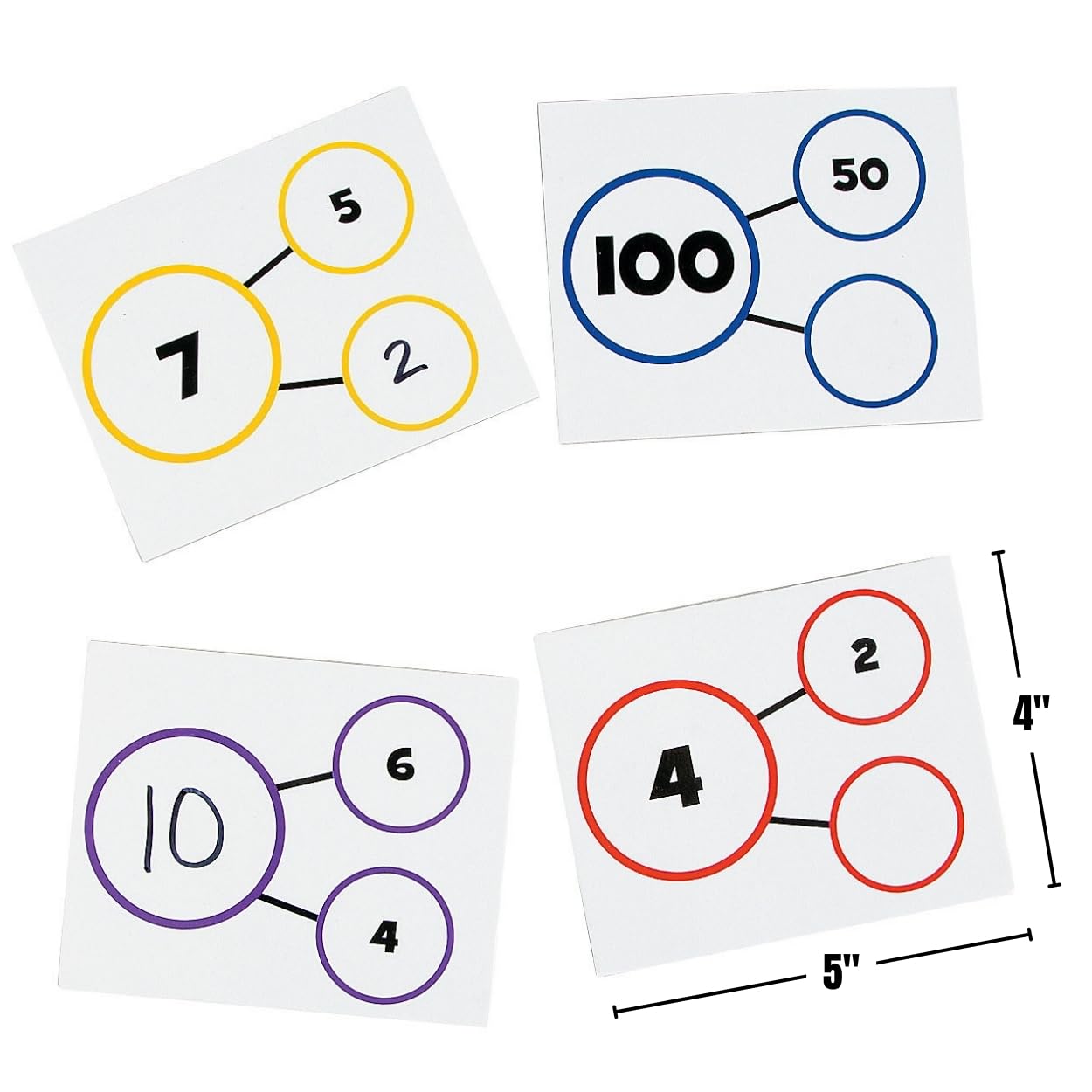 Fun Express Number Bond Dry Erase Cards - 50 Pieces - Educational and Learning Activities for Kids