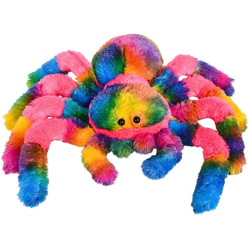 Rhode Island Novelty Charming Rainbow Splatter Spider, Soft Stuffed Animal Toy for Kids, 8 Inch